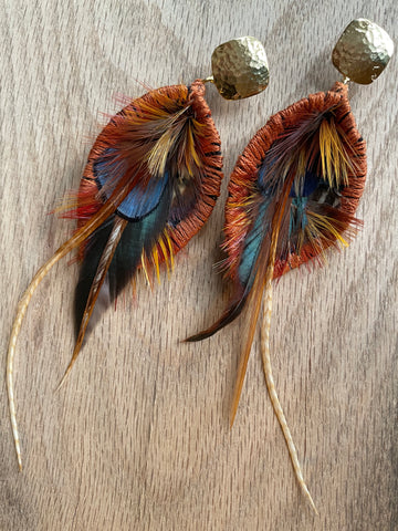 Feather and Flower Earrings