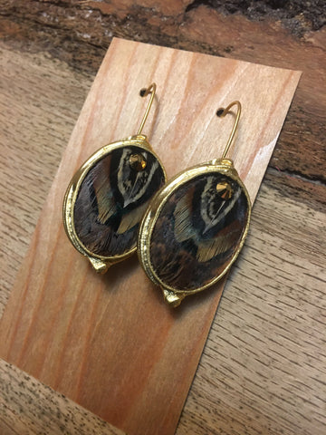 Pheasant oval Earrings