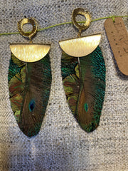 Peacock & Leather Earrings