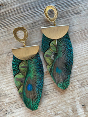 Peacock & Leather Earrings