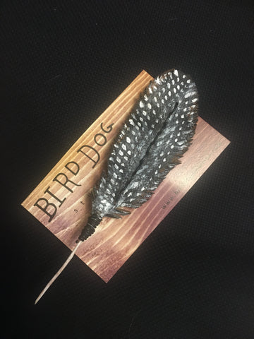 Hand painted Leather Guinea Feather pin